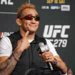 Tony Ferguson speaks to the media during the UFC 279 media day