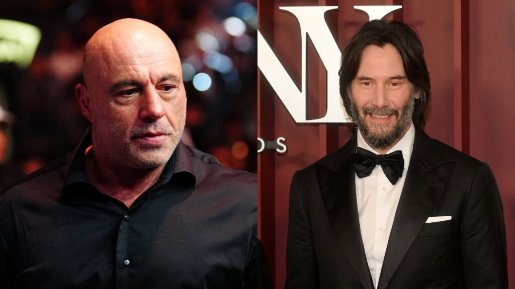 Joe Rogan (L) and Keanu Reeves (R)