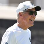 Las Vegas Raiders head coach Pete Carroll looks on during Las Vegas Raiders Minicamp at Intermountain Health Performance Center.