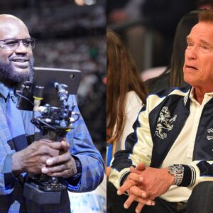 Shaquille O'Neal (L), Arnold Schwarzenegger (R)