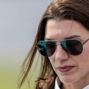 Xfinity Series driver Katherine Legge (32) pauses for the invocation befpre the NASCAR Xfinity: Ag-Pro 300 at Talladega Superspeedway.