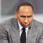 Stephen A. Smith (Stephen Smith) on the ESPN NBA Countdown live set at Intuit Dome.