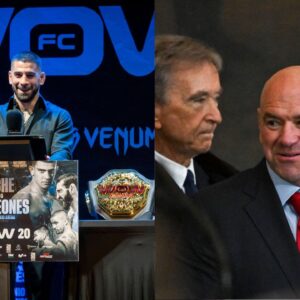 Ilia Topuria (L), Dana White (R)