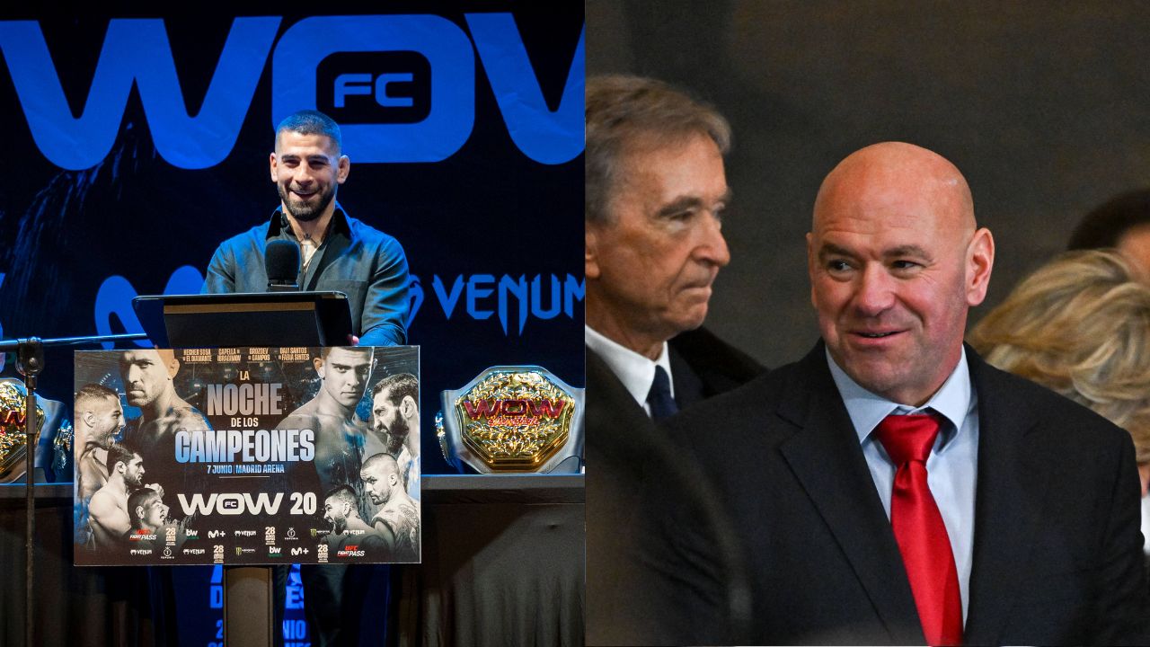 Ilia Topuria (L), Dana White (R)