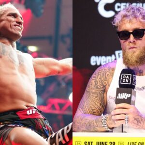 Charles Oliveira (L), Jake Paul (R)