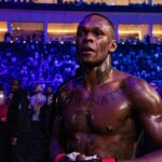 Nassourdine Imavov battles Israel Adesanya in their middleweight fight during the UFC Fight Night: Adesanya v Imavov event