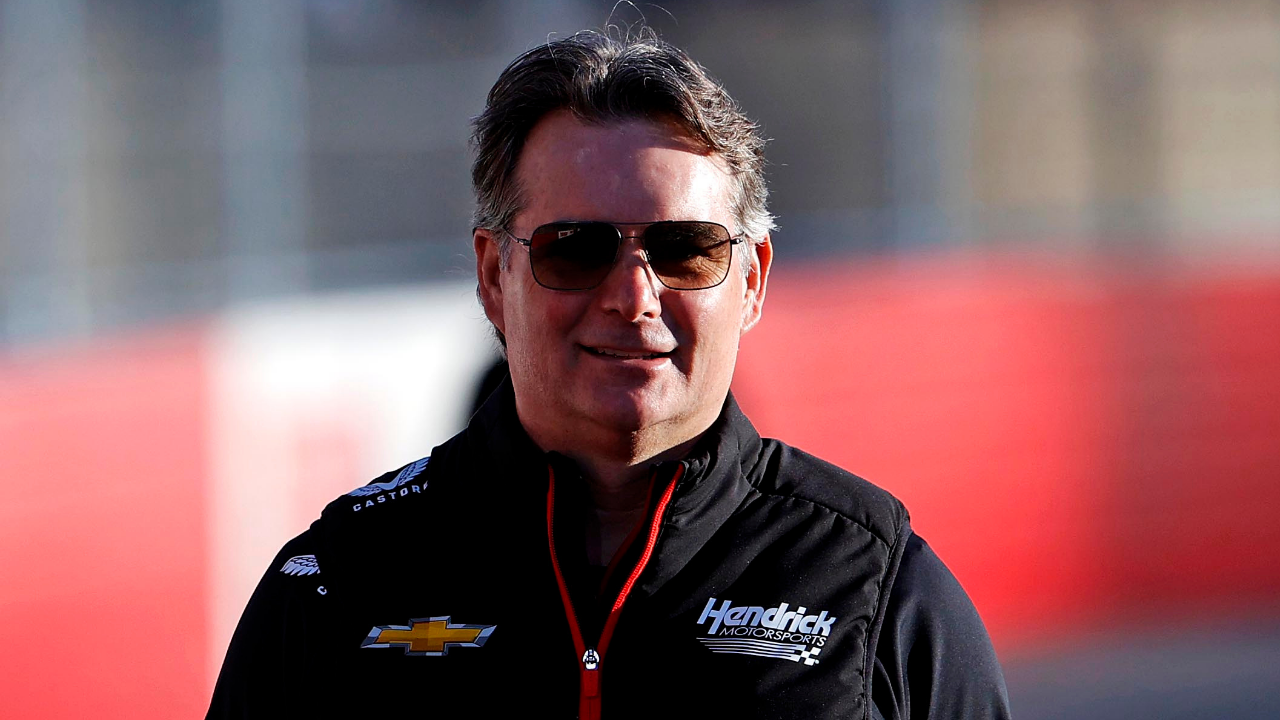 Feb 1, 2025; WInston-Salem, North Carolina, USA; Hendrick Motorsports vice chairman Jeff Gordon walks the track before for the Clash at Bowman Gray at Bowman Gray Stadium. Mandatory Credit: Peter Casey-Imagn Images