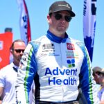 NASCAR Cup Series driver Erik Jones (43) is introduced before the start of the Wurth 400 race at Texas Motor Speedway.