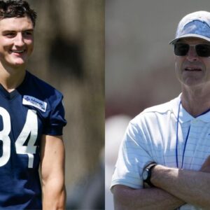 Colston Loveland and Jim Harbaugh