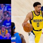 Tyrese Haliburton's girlfriend Jade Jones (L), Tyrese Haliburton (R)