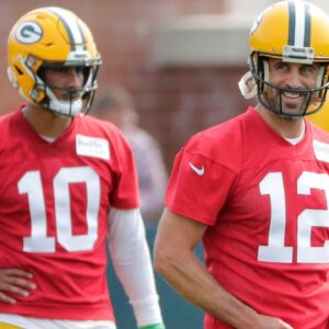 Jordan Love and Aaron Rodgers
