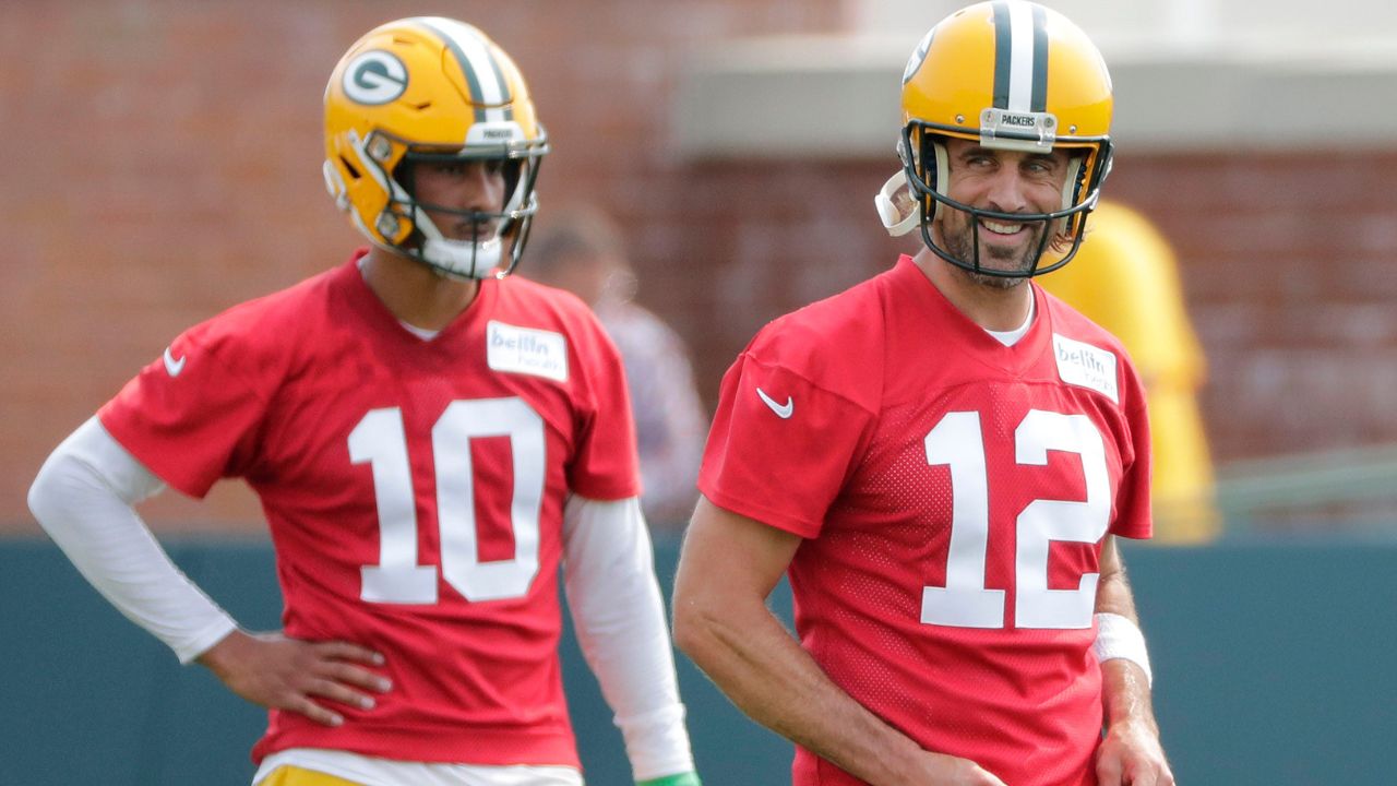 Jordan Love and Aaron Rodgers
