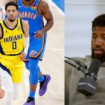 Tyrese Haliburton (L) and Paul George (R)Reflecting on His Injuries, Paul George Gives a Possible Explanation for the Rise of Soft Tissue Injuries in the NBA
