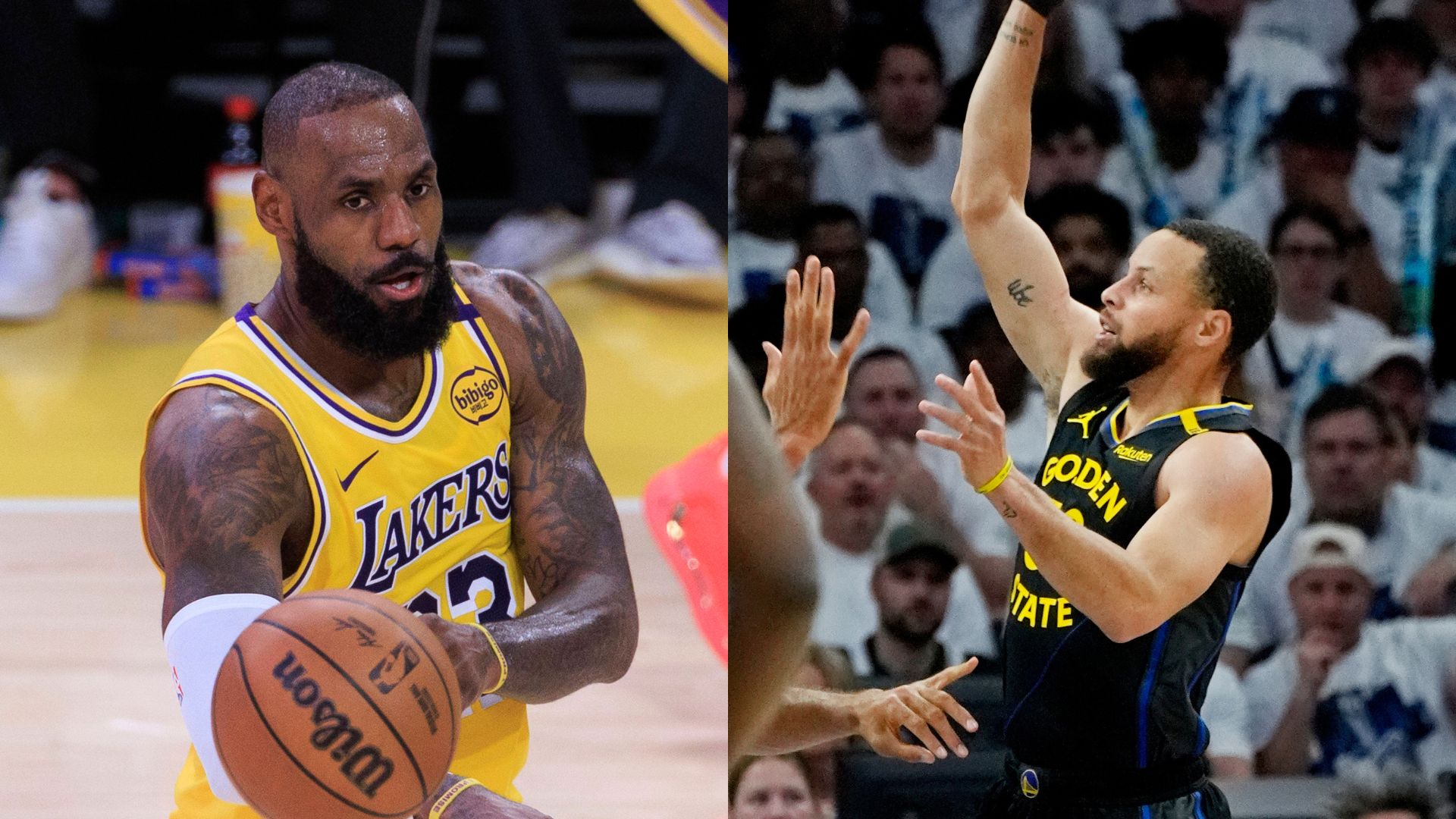 (L) LeBron James (R) Steph Curry