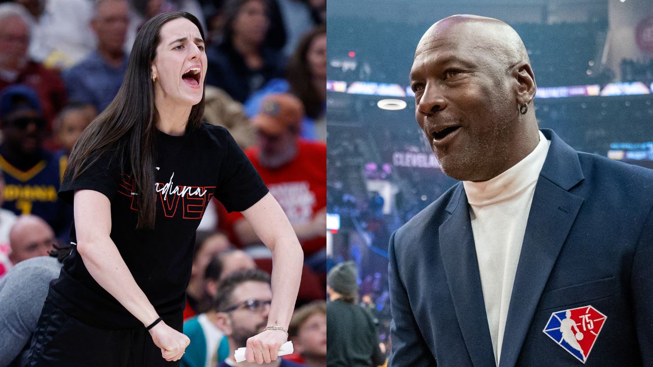 Caitlin Clark (L), Michael Jordan (R)