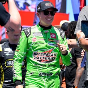 NASCAR Cup Series driver Christopher Bell (20) is introduced before the start of the Wurth 400 race at Texas Motor Speedway.