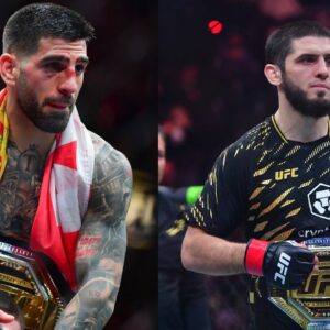 Ilia Topuria (L), Islam Makhachev (R)