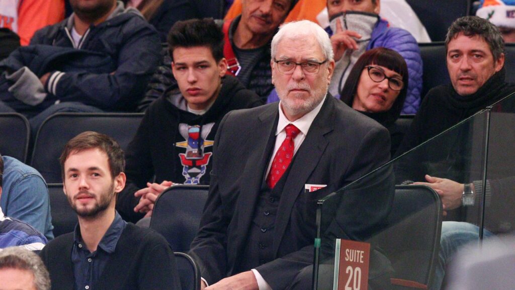 New York Knicks president Phil Jackson watches during the second quarter against the Washington Wizards at Madison Square Garden.