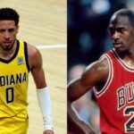 Tyrese Haliburton (L) and Michael Jordan (R)