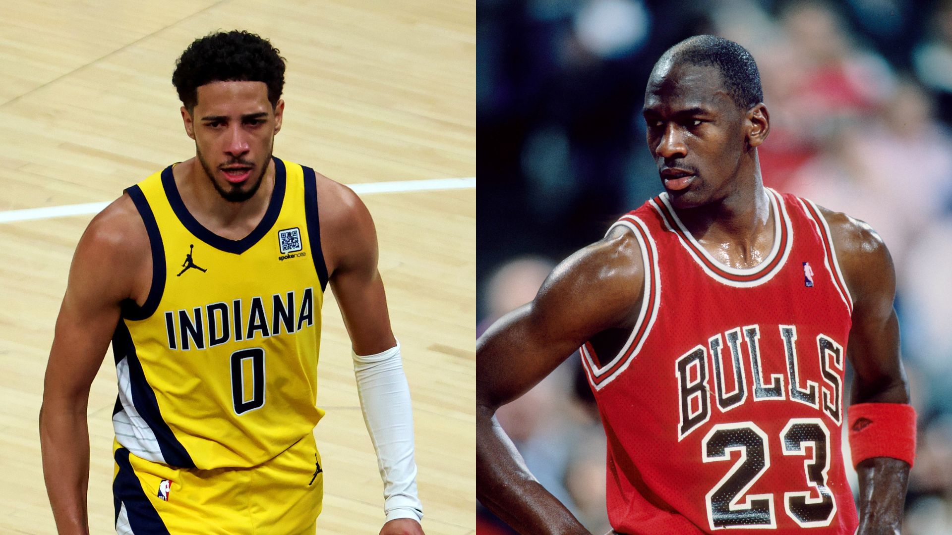 Tyrese Haliburton (L) and Michael Jordan (R)
