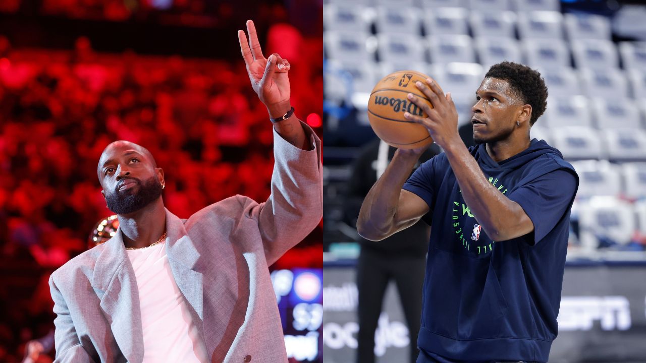 Dwyane Wade (L), Anthony Edwards (R)