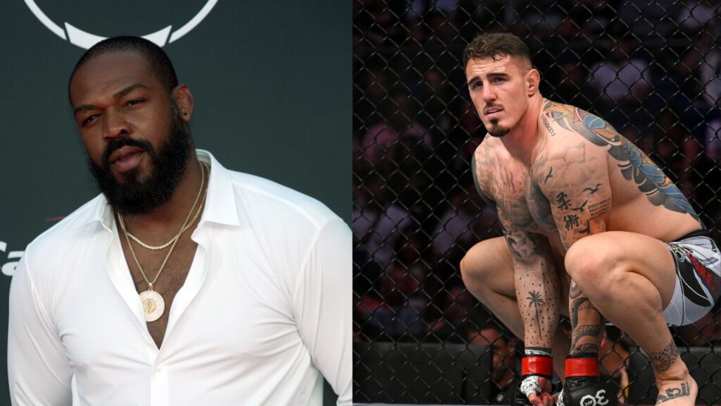 Jon Jones (L), Tom Aspinall (R)