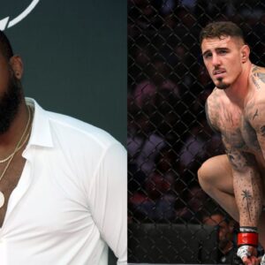 Jon Jones (L), Tom Aspinall (R)