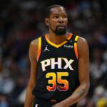 Phoenix Suns forward Kevin Durant (35) during the first quarter against the Denver Nuggets at Ball Arena.