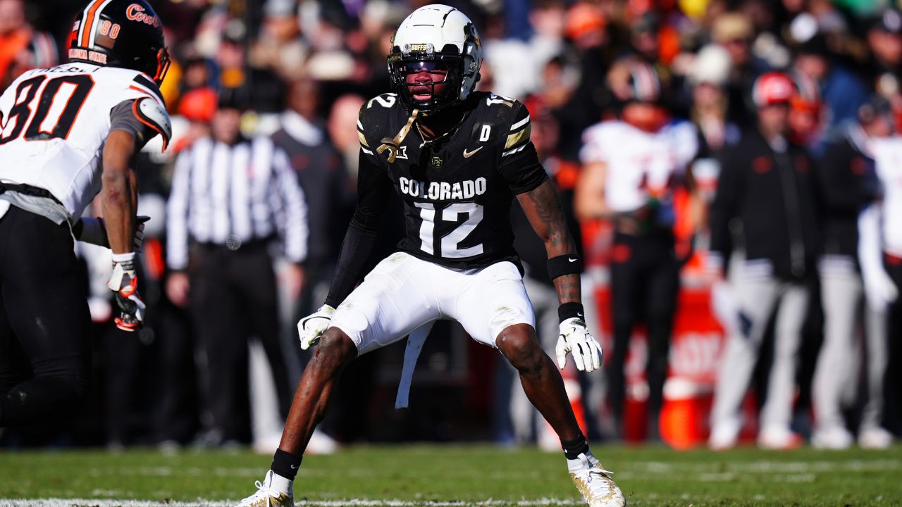 Colorado Buffaloes cornerback Travis Hunter (12) during the second quarter against the Oklahoma State Cowboys at Folsom Field.