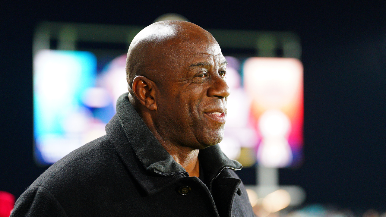 Magic Johnson attends the 2024 NWSL Championship match at CPKC Stadium