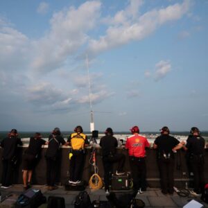 Team spotters keep an eye on their racers during the Cracker Barrel 400 NASCAR Cup Series race at Nashville Superspeedway in Lebanon, Tenn., Sunday, June 1, 2025.
