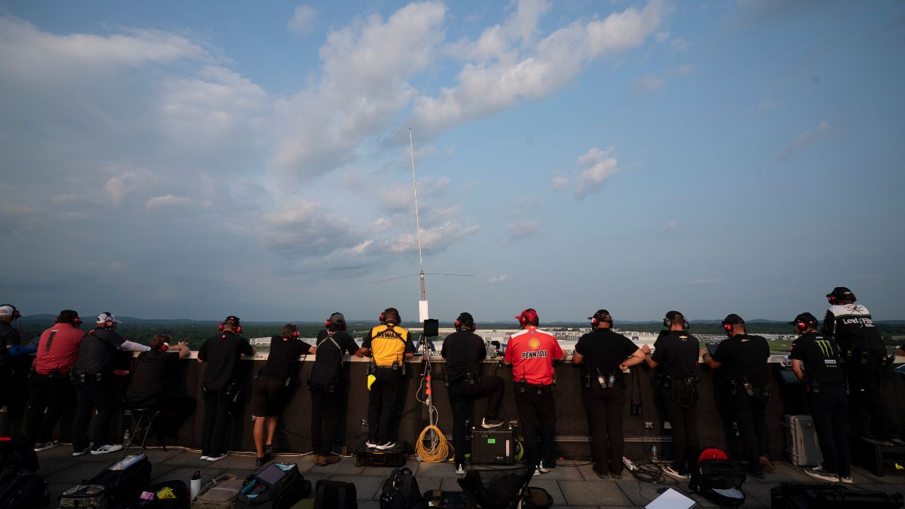 Team spotters keep an eye on their racers during the Cracker Barrel 400 NASCAR Cup Series race at Nashville Superspeedway in Lebanon, Tenn., Sunday, June 1, 2025.