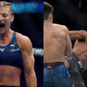 Kayla Harrison (L), Demetrious Johnson (R)