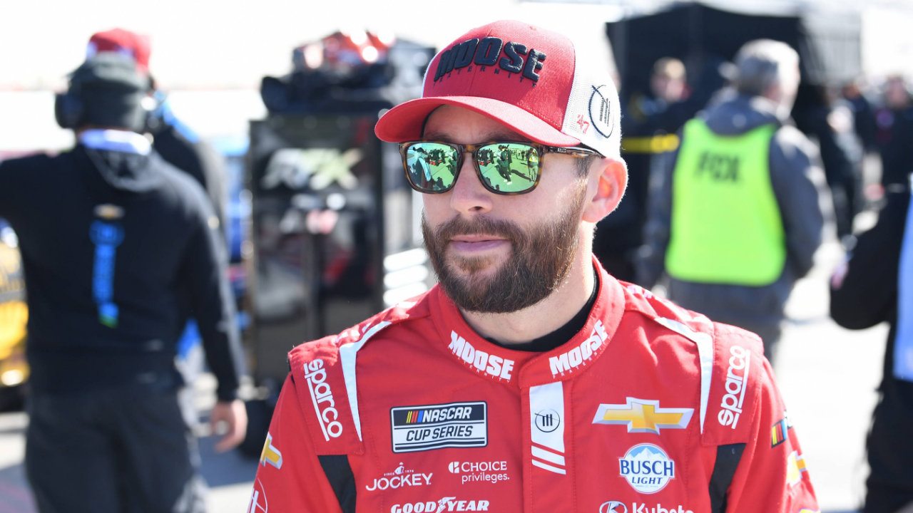 ATLANTA, GA - FEBRUARY 22: Ross Chastain ( 1 TrackHouse Racing Moose Fraternity Chevrolet) looks on during qualifying for the running of the NASCAR, Motorsport, USA Cup Series Ambetter Health 400 on February 22, 2025, at Atlanta Motor Speedway in Hampton, GA. (Photo by Jeffrey Vest Icon Sportswire) AUTO: FEB 22 NASCAR Cup Series Ambetter Health 400 EDITORIAL USE ONLY Icon250222074