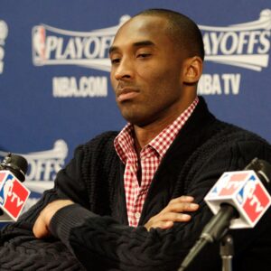 NBA, Basketball Herren, USA 2011: Western Conference Playoffs Lakers vs Hornets APR 22 April 22, 2011: Los Angeles Lakers shooting guard Kobe Bryant 24 reacts during a press conference