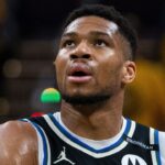 Milwaukee Bucks forward Giannis Antetokounmpo (34) in the first half against the Indiana Pacers at Gainbridge Fieldhouse.