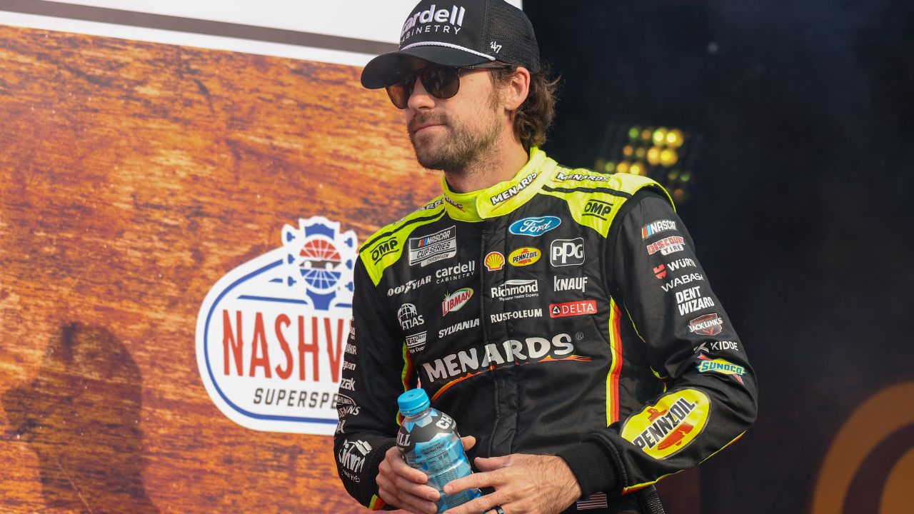 NASCAR Cup Series driver Ryan Blaney (12) during driver introductions for the Cracker Barrel 400 at Nashville Superspeedway.