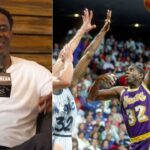 Vernon Maxwell (L) and Magic Johnson (R)