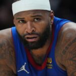 Apr 10, 2022; Denver, Colorado, USA; Denver Nuggets center DeMarcus Cousins (4) during the second half against the Los Angeles Lakers at Ball Arena