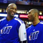 Jan. 5, 2011; Phoenix, AZ, USA; Los Angeles Lakers forward Lamar Odom (left) talks with guard Kobe Bryant against the Phoenix Suns at the US Airways Center. The Lakers defeated the Suns 99-95.