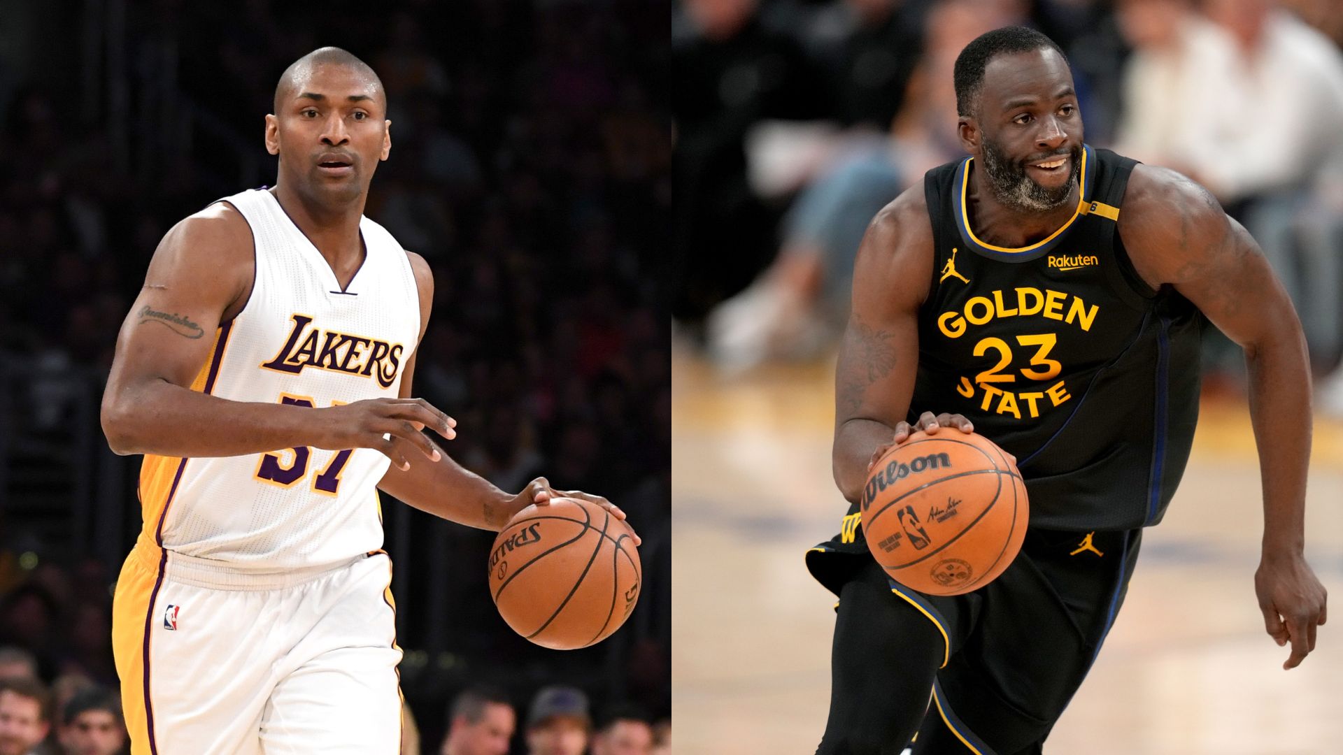 Metta World Peace (L) and Draymond Green (R)