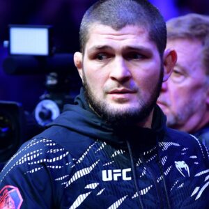 Khabib Nurmagomedov before a bout between Merab Dvalishvili (not pictured) fights Umar Nurmagomedov (not pictured) during UFC 311 at Intuit Dome.
