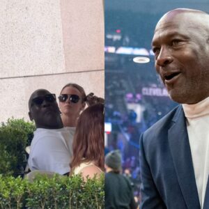 Michael Jordan with the Artist (L) and Michael Jordan during NBA's 75th Anniversary