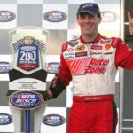 NASCAR Busch Series driver Kevin Harvick (21) celebrates after winning the NAPA Auto Parts 200 at the Circuit Gilles Villeneuve in Montreal, QC.