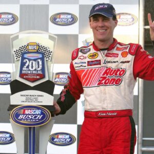 NASCAR Busch Series driver Kevin Harvick (21) celebrates after winning the NAPA Auto Parts 200 at the Circuit Gilles Villeneuve in Montreal, QC.