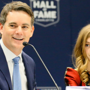 February 1, 2019 - Charlotte, North Carolina, U.S - Retired NASCAR Motorsport USA Driver JEFF GORDON and his daughter ELLA SOFIA GORDON at the 2019 NASCAR Hall of Fame Induction Ceremony post press conference PK Pressekonferenz on February 1, 2019 in Charlotte, North Carolina 2019 NASCAR Hall of Fame Induction Ceremony Post Press - ZUMAc173 20190201_zsp_c173_041 Copyright: xEdxClementex