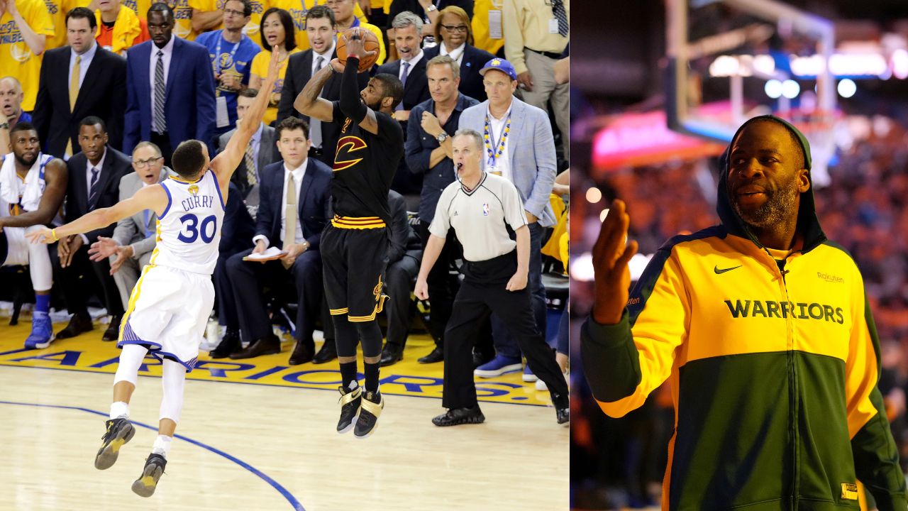(L) Stephen Curry, Kyrie Irving (R) Draymond Green