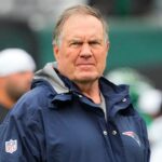 New England Patriots head coach Bill Belichick on the sidelines in 2023.