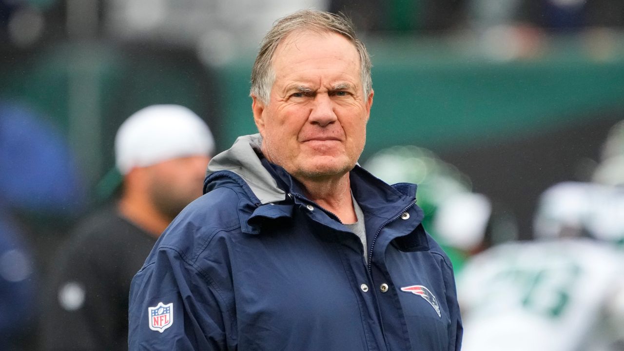 New England Patriots head coach Bill Belichick on the sidelines in 2023.