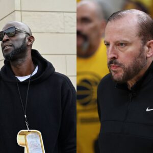 Kevin Garnett (L), Tom Thibodeau (R)